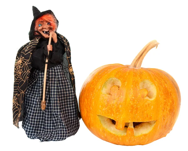 Kürbis und Hexe zu Halloween — Stockfoto