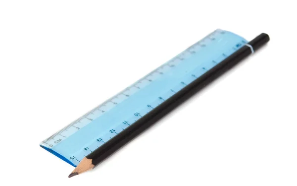 标尺和一支铅笔 — 图库照片