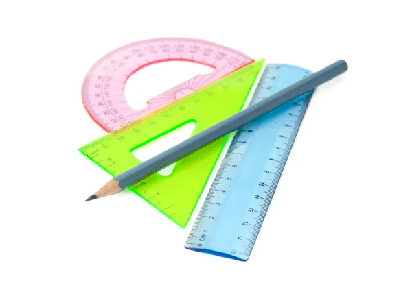Ruler, protractor, triangle — Stock Photo, Image