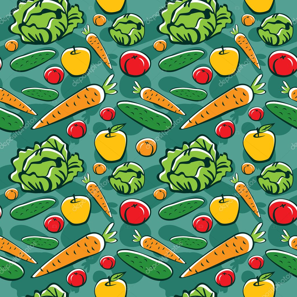 Seamless pattern with vegetables and fruits — Stock Vector © venimo ...