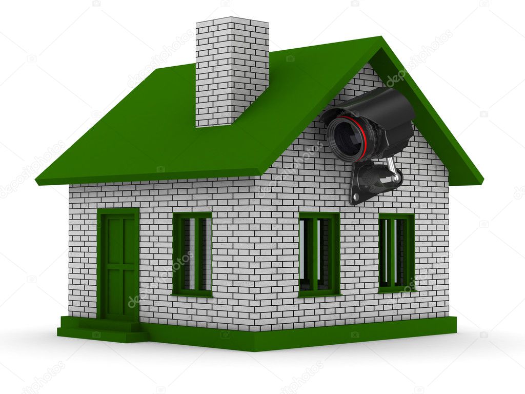 Security camera on house. Isolated 3D image