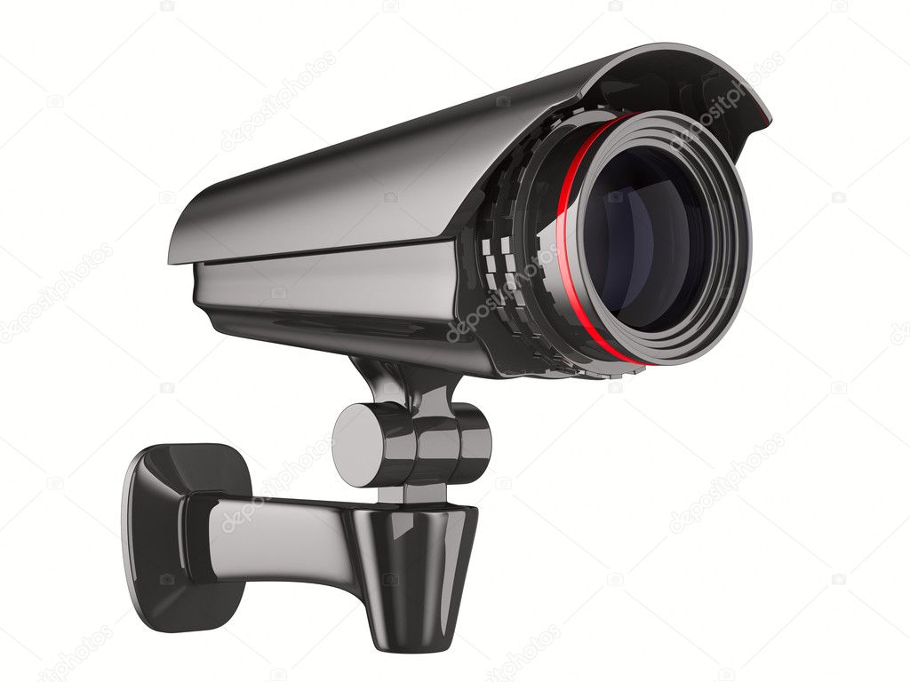 Security camera on white background. Isolated 3D image