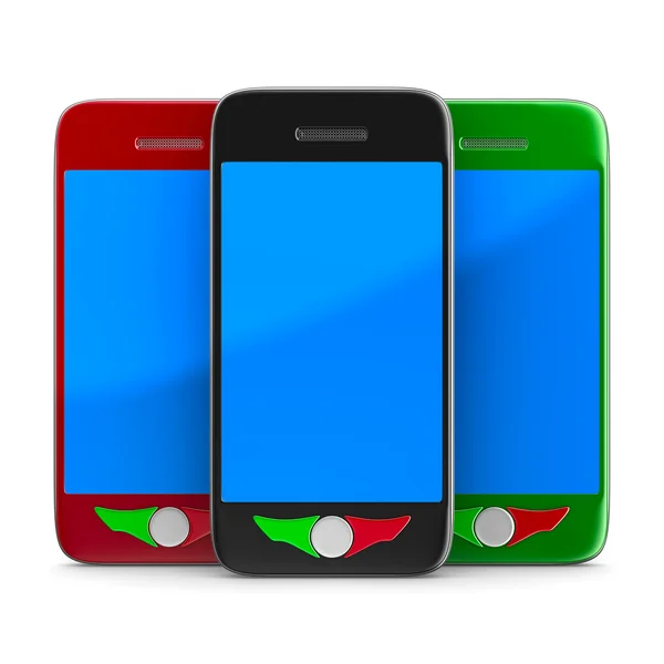 Drei Telefon auf weißem Hintergrund. isoliertes 3D-Bild — Stockfoto