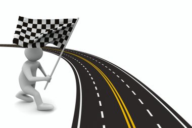 Asphalted road on white. Isolated 3D image clipart