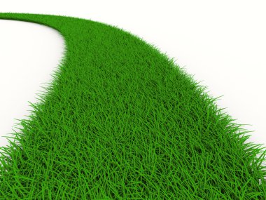 Road from grass on white. Isolated 3D image clipart