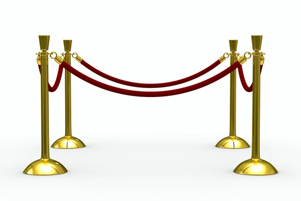 Gold stanchions on white background. Isolated 3D image — Stock Photo, Image