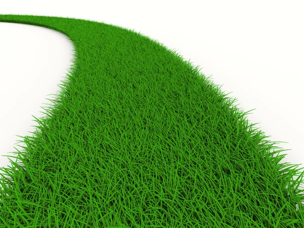 Road from grass on white. Isolated 3D image — Stock Photo, Image