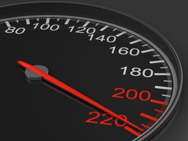 Speedometer on black background. 3D image clipart