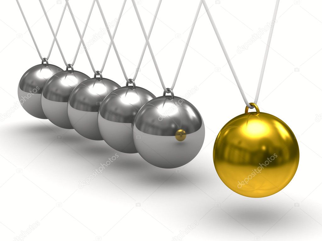 Balancing balls on white background. Isolated 3D image