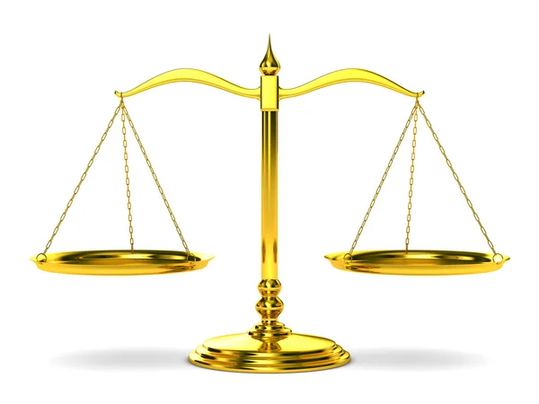 Scales justice on white background. Isolated 3D image — Stock Photo, Image