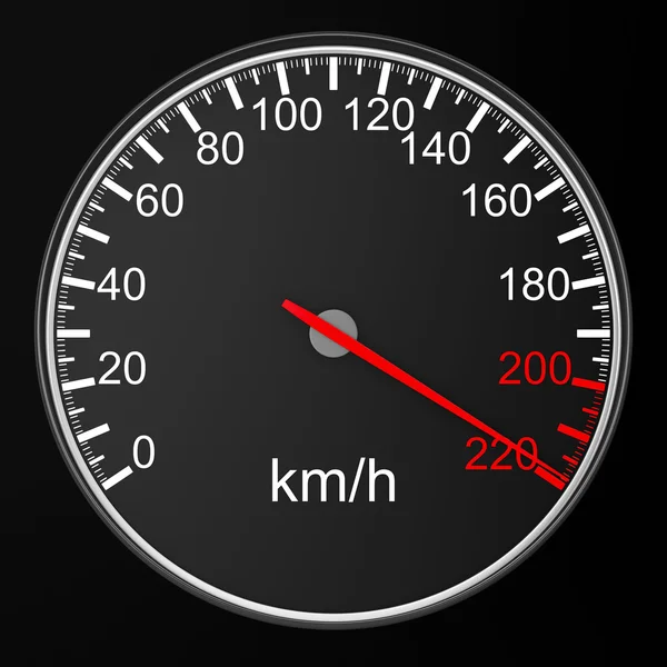 Hastighetsmätare på svart bakgrund. 3D-bild — Stockfoto