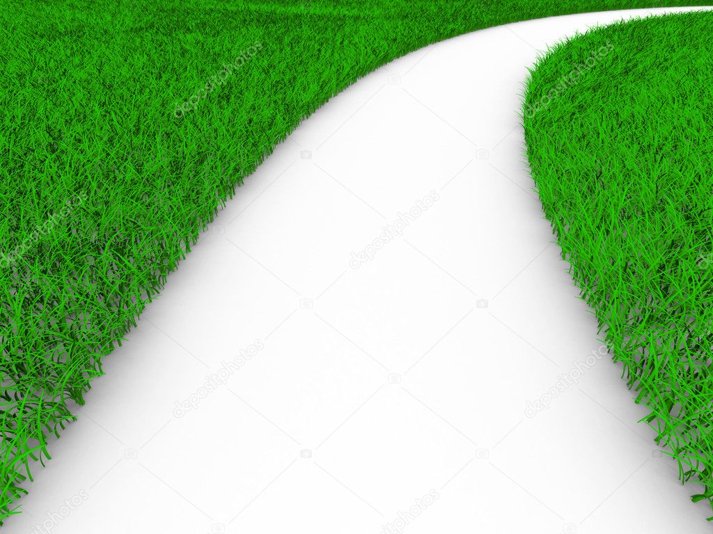 Road on grass. Isolated 3D image