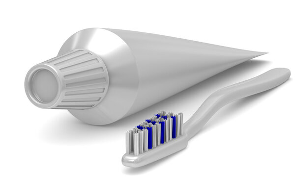 Tooth paste tube on white background. Isolated 3D image