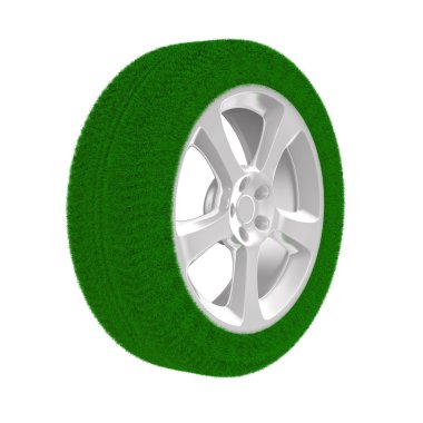 Disk wheel from grass. Isolated 3D image clipart