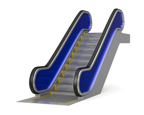 Escada rolante no fundo branco. Imagem 3D isolada — Fotografia de Stock