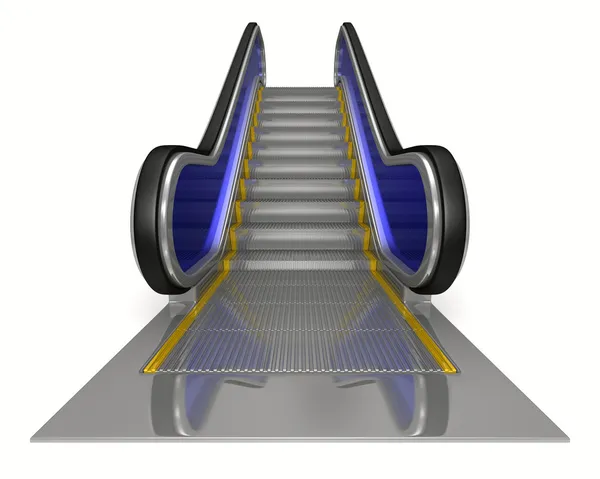 Escalera mecánica sobre fondo blanco. Imagen 3D aislada — Foto de Stock