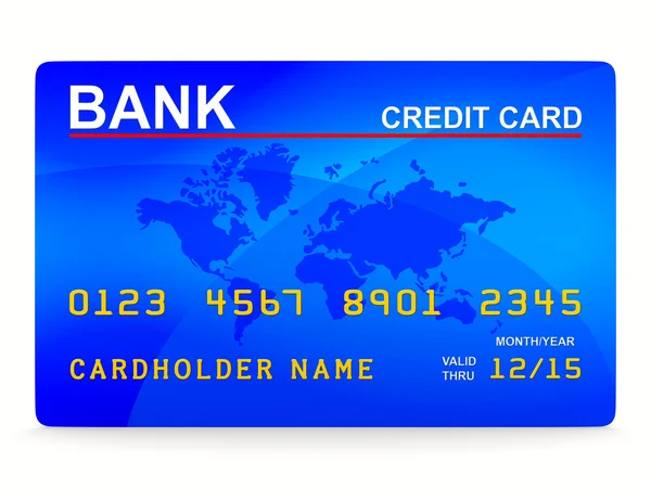 Carta di credito su carta bianca. Immagine 3D isolata — Foto Stock