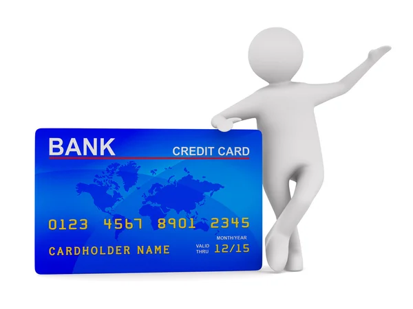 Un hombre con tarjeta de crédito. Imagen 3D aislada — Foto de Stock