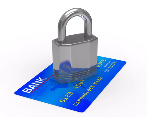 Credit card with lock. Isolated 3D image — Stock Photo, Image