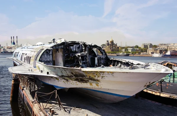 stock image Burned boat