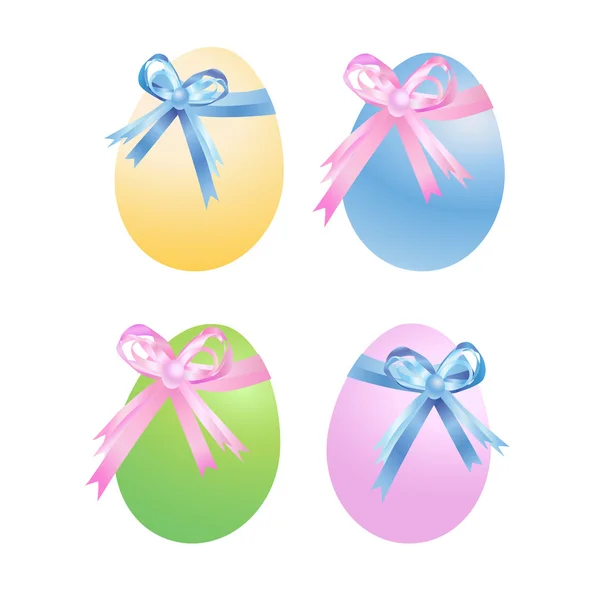 Easter eggs and bow — Stock Vector
