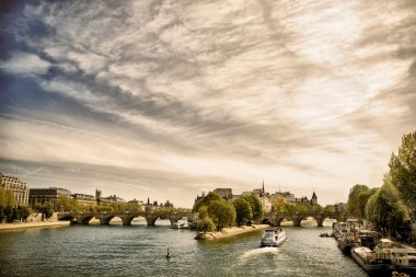 Cite island, view from Seine river, Paris, France clipart