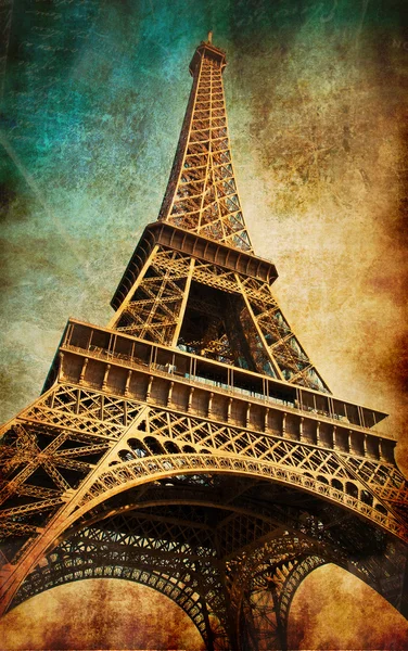 Cartão postal vintage com Torre Eiffel — Fotografia de Stock