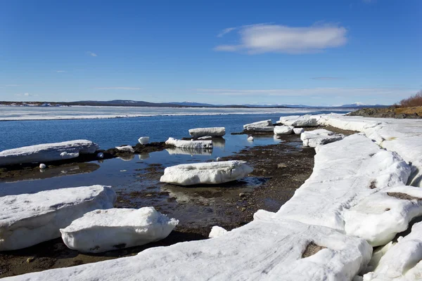 O gelo do mar é destruído na primavera — Fotografia de Stock