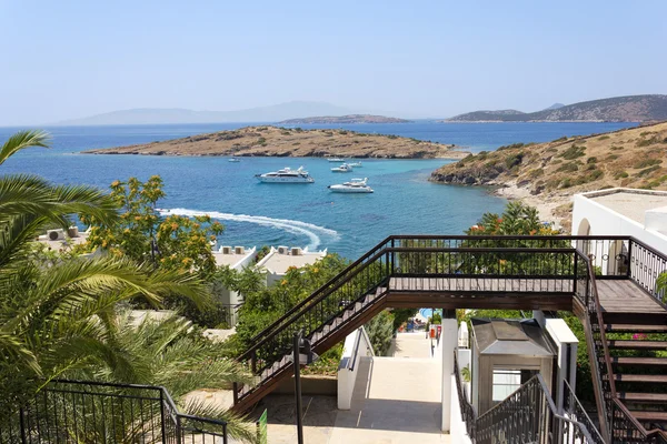 Красивый вид из отеля на Эгейское море — стоковое фото