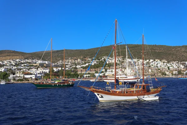 Moored yachts, Bodrum, Turkey — Stock Photo, Image