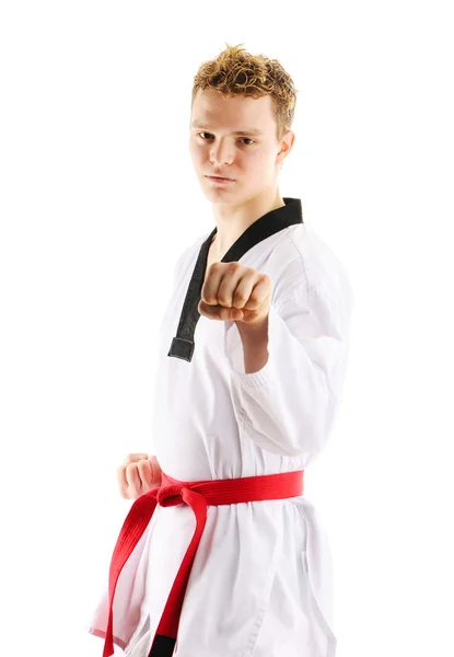 Homme entraînant le taekwondo — Photo