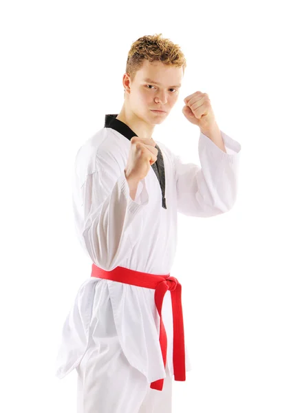 Homem formação taekwondo — Fotografia de Stock
