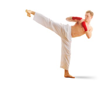 Man training taekwondo clipart