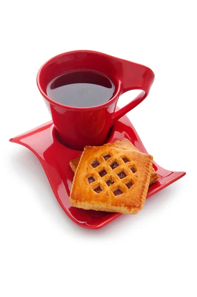 Cup of tea and fresh cookies on table — Stock Photo, Image