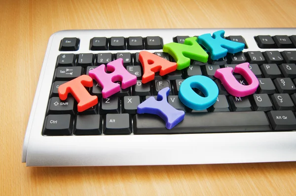 Mensaje de agradecimiento en el teclado —  Fotos de Stock