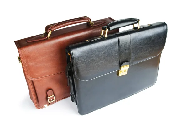 Two leather briefcases isolated on the white — Stock Photo, Image