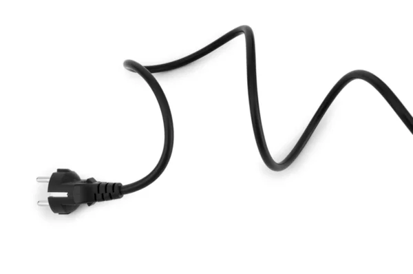Чорний електричний кабель ізольований на білому — стокове фото
