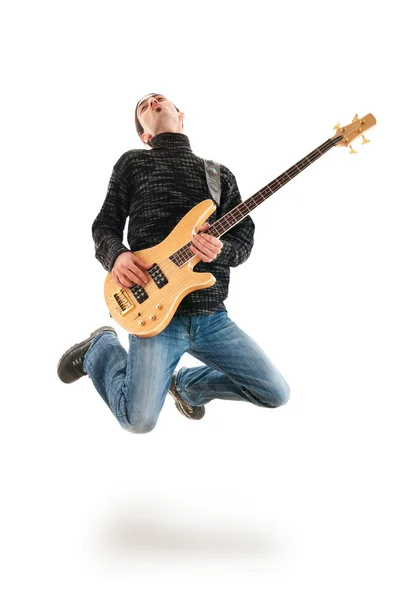 Gitarrist springt in die Luft — Stockfoto