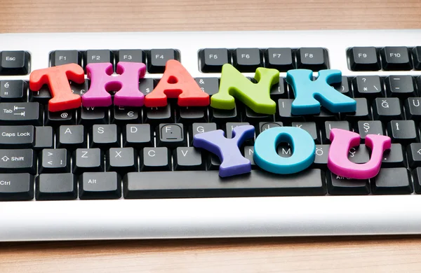Messaggio di ringraziamento sulla tastiera — Foto Stock