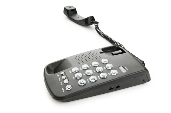 Чорний телефон ізольований на білому тлі — стокове фото