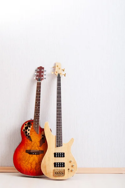 stock image Musical concept with wooden guitar