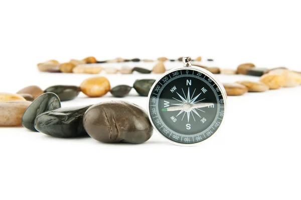 Pebbles e seixos isolados sobre branco — Fotografia de Stock