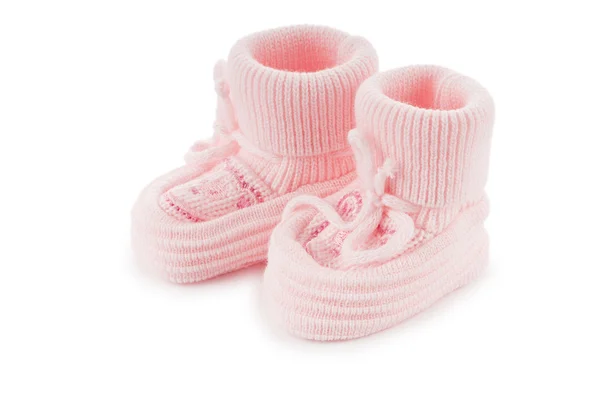 Chaussures de bébé tissées isolées sur fond blanc — Photo