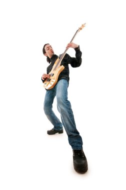 Guitar player isolated on the white background clipart