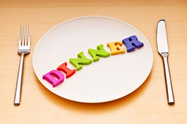 Plate with letters on the white background — Stock Photo, Image