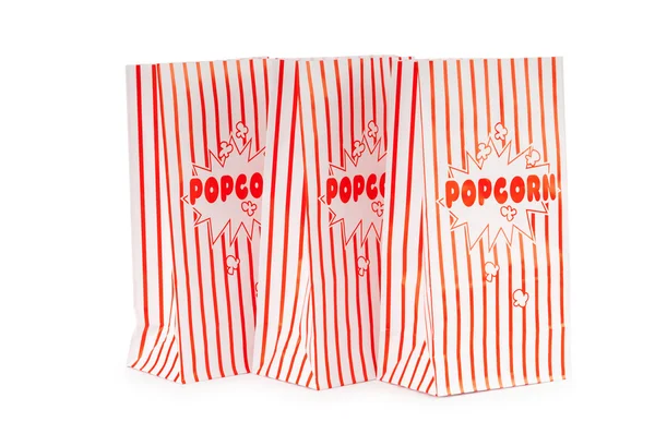 Popcorntasche isoliert auf weißem Hintergrund — Stockfoto