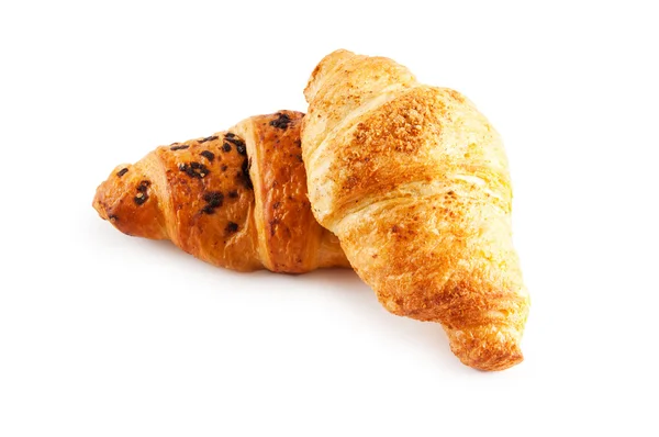 Frühstückskonzept - Croissant isoliert auf weiß — Stockfoto