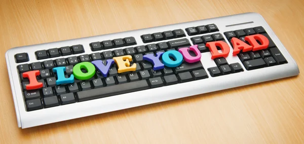 Adoro-te, pai. Palavras no teclado. — Fotografia de Stock