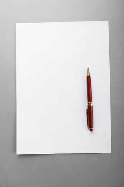 Ручка на аркуші паперу — стокове фото