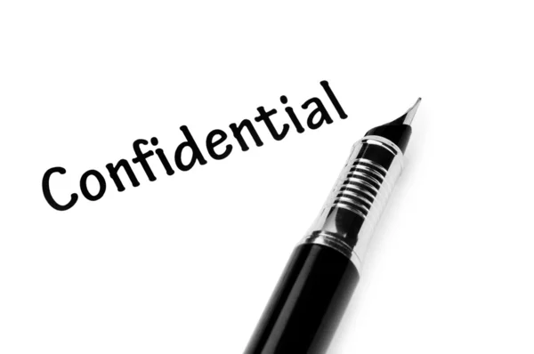 Pen and confidential message on white — Stock Photo, Image